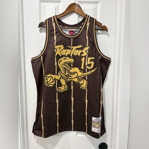 Mitchell & Ness Brown and Gold Toronto Raptors Vince Carter #15 Jersey